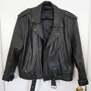 Vintage Black leather motorcycle jacket